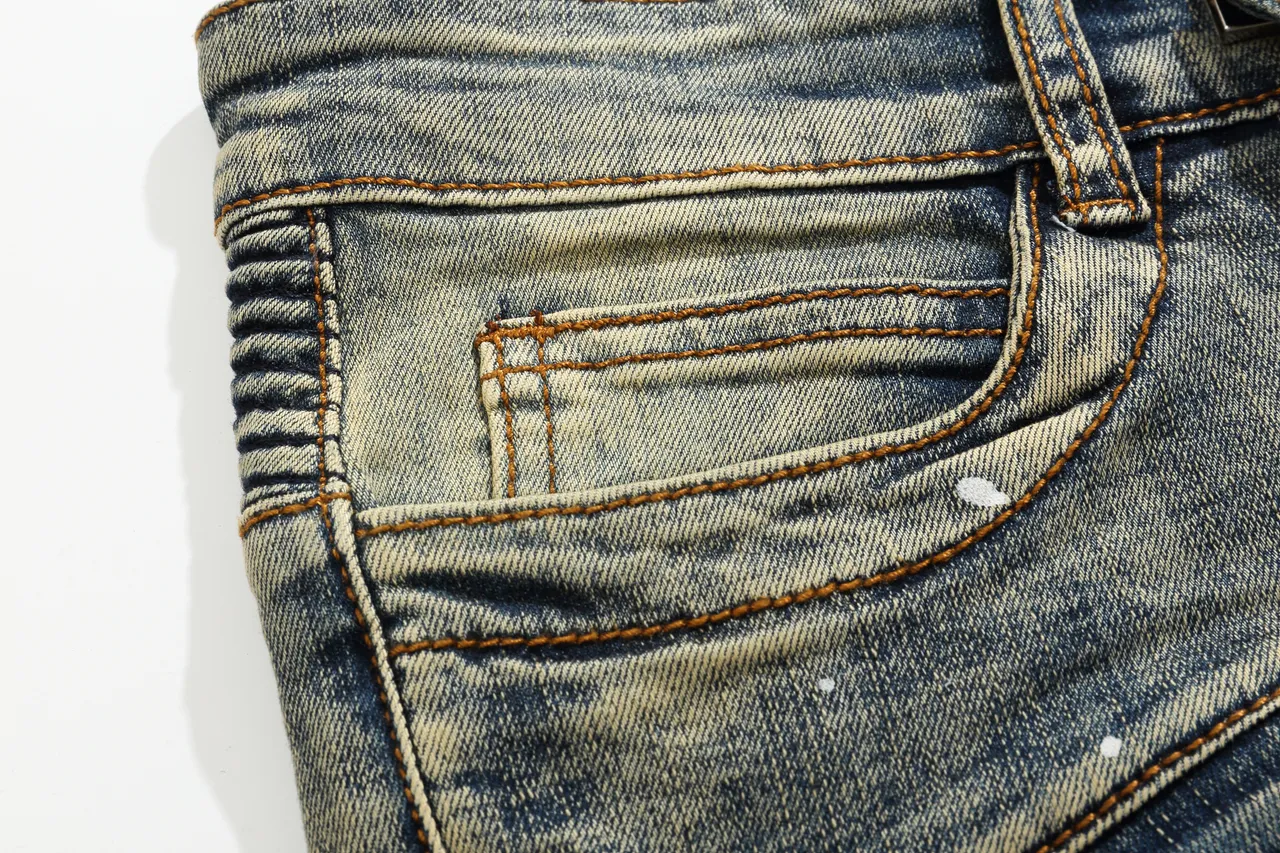 Balmain Moto Panel بناطيل قصيرة من الدنيم الأزرق المستعمل 13