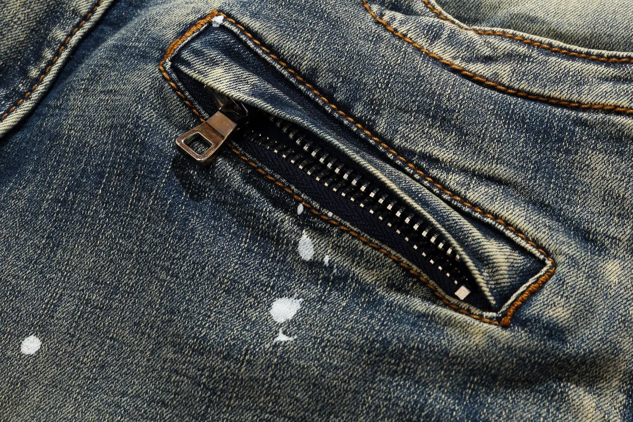 Balmain Moto Panel بناطيل قصيرة من الدنيم الأزرق المستعمل 14