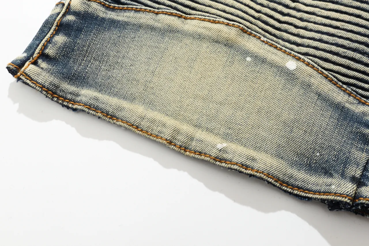 Balmain Moto Panel بناطيل قصيرة من الدنيم الأزرق المستعمل 16