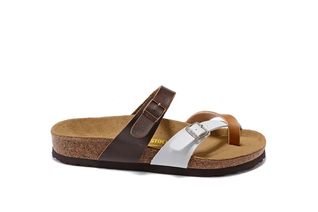 Birkenstock Arizona 棕色和白色休闲凉鞋 2