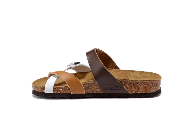 Birkenstock Arizona 棕色和白色休闲凉鞋 4