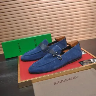 Bottega Veneta Andiamo Blue Suede Horsebit Loafers