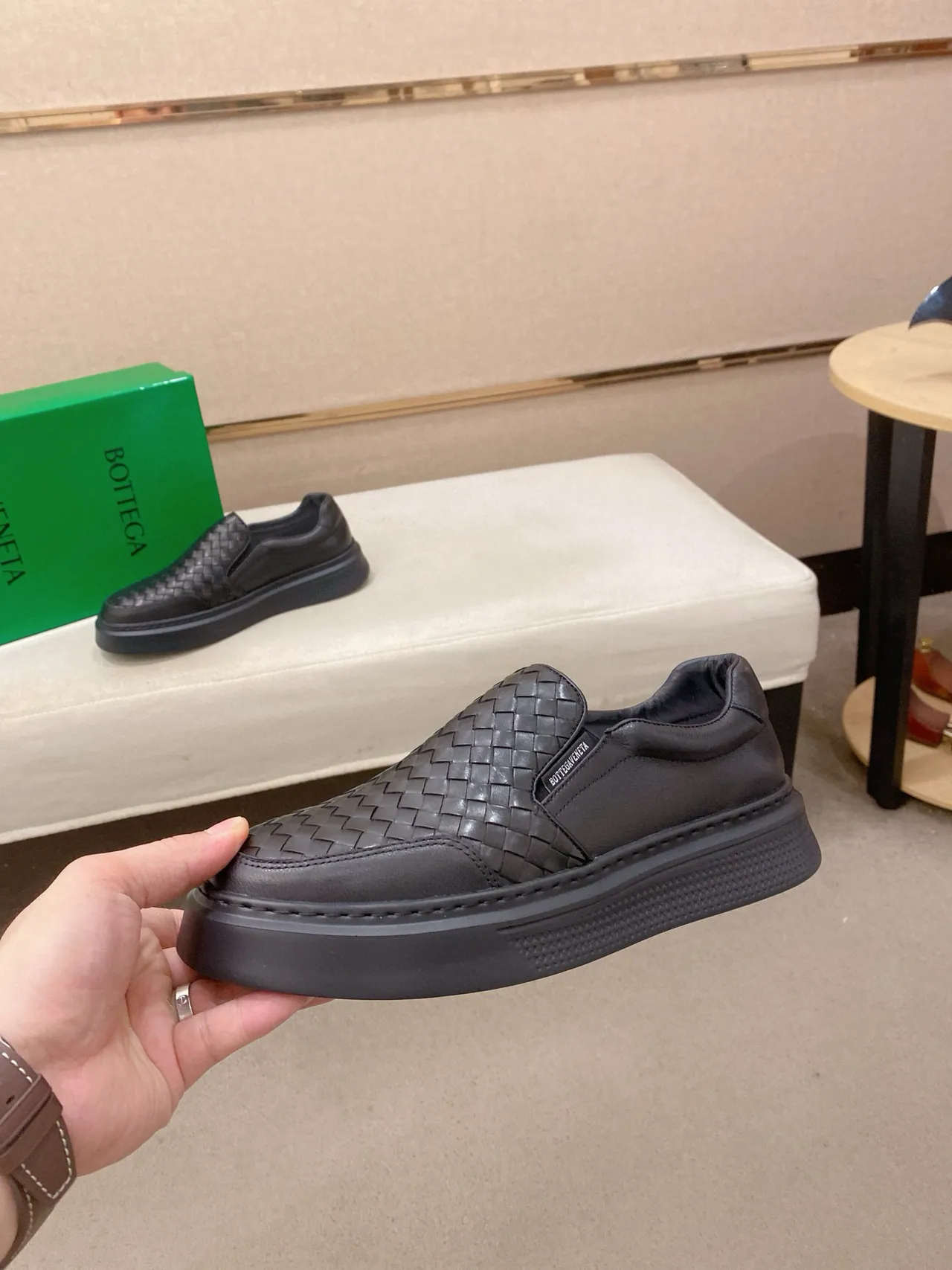 Bottega Veneta Cassette Black Woven Intrecciato Leather Slip-On Construction Loafer 3