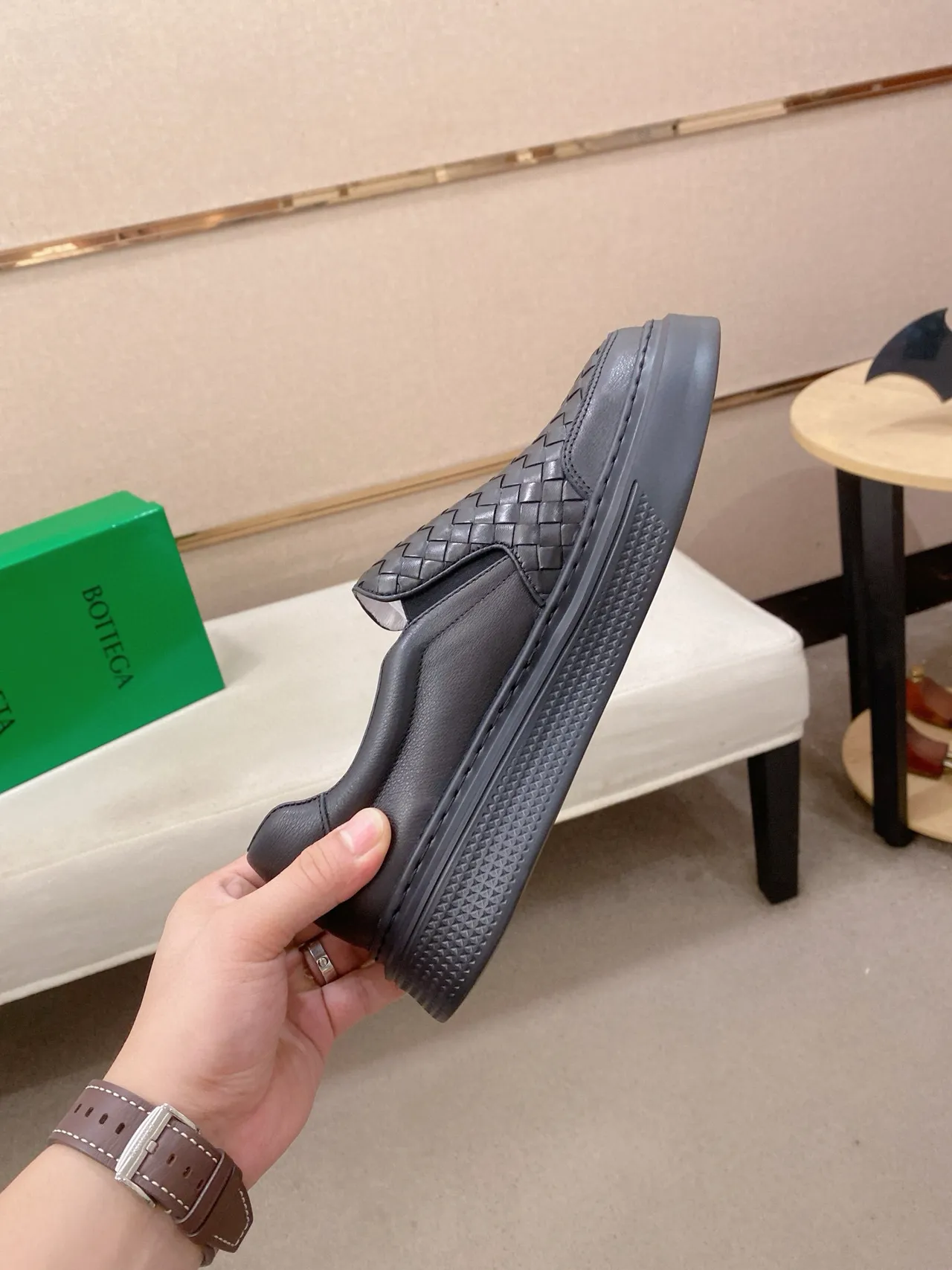 Bottega Veneta Cassette Black Woven Intrecciato Leather Slip-On Construction Loafer 5