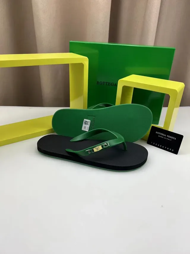 Bottega Veneta Green Strap Black Sole Slippers 4