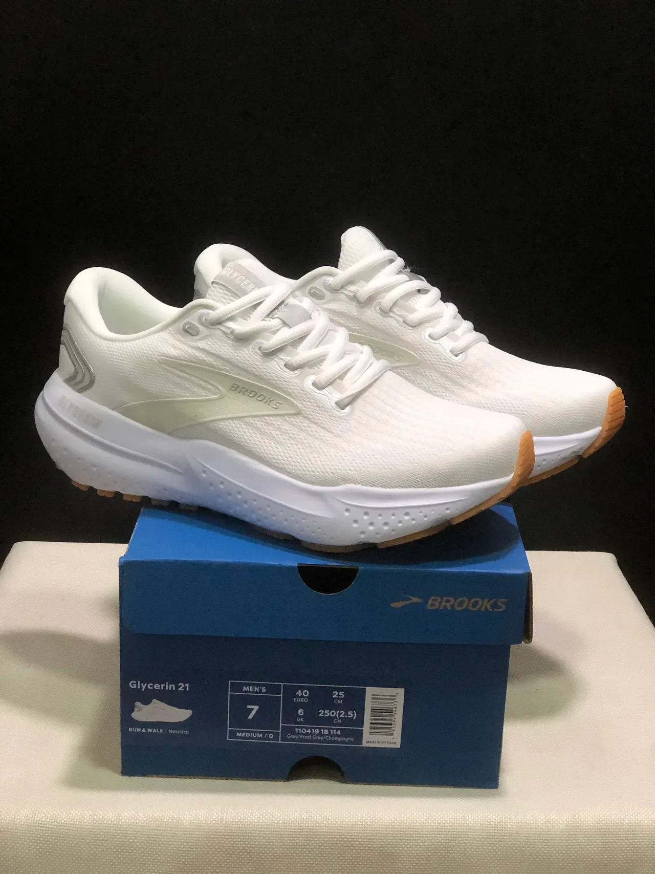 Brooks Glycerin أحذية الجري أبيض وجوم 2