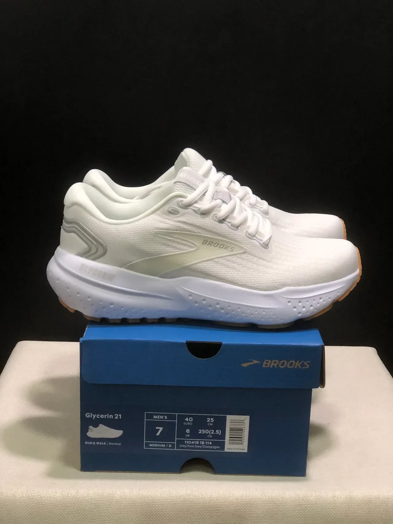 Brooks Glycerin أحذية الجري أبيض وجوم 3