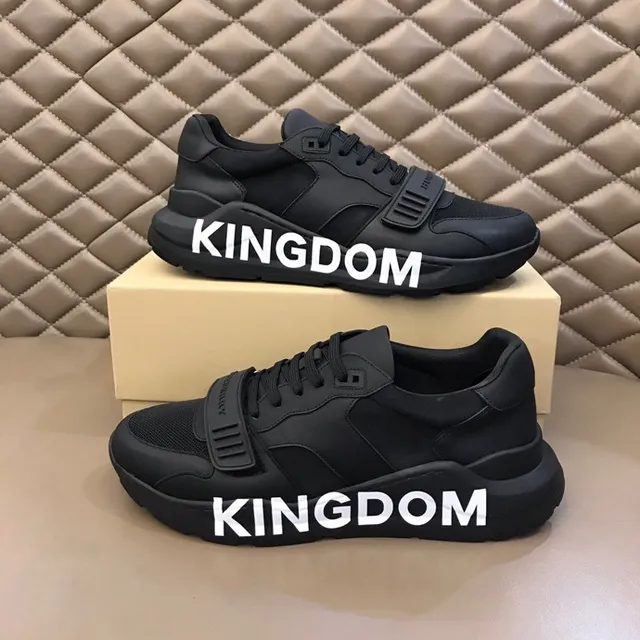 Burberry Black White Bold Midsole Typography Strap-Accented Vamp Chunky Sneakers 6
