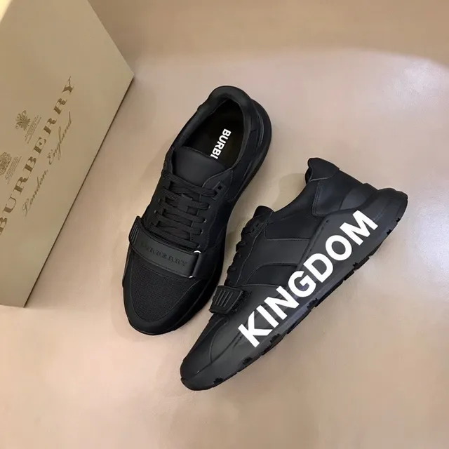 Burberry Black White Bold Midsole Typography Strap-Accented Vamp Chunky Sneakers 8