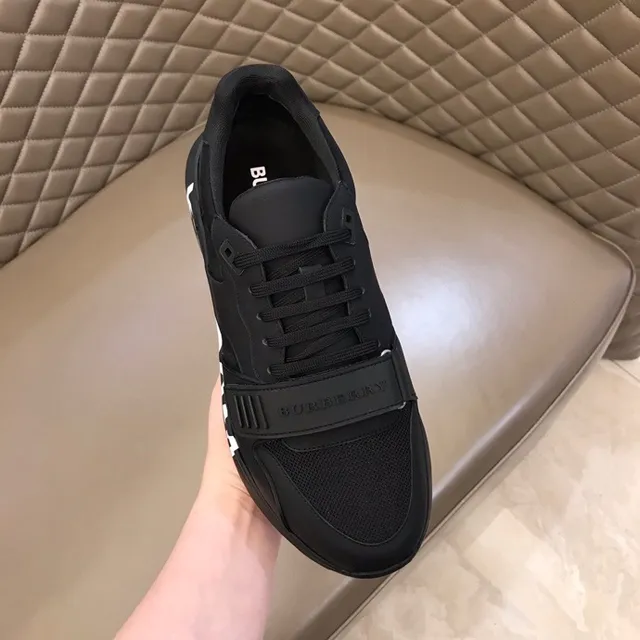 Burberry Black White Bold Midsole Typography Strap-Accented Vamp Chunky Sneakers 9