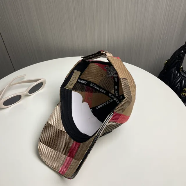 Burberry চেক প্যাটার্ন ইমব্রয়ডারি লোগো বেসবল ক্যাপ 4