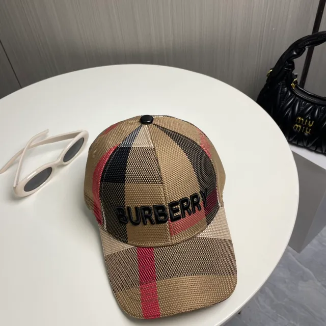 Burberry চেক প্যাটার্ন ইমব্রয়ডারি লোগো বেসবল ক্যাপ 5