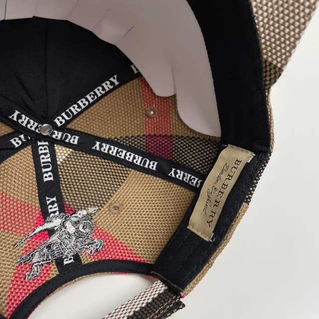 Burberry চেক প্যাটার্ন ইমব্রয়ডারি লোগো বেসবল ক্যাপ 6