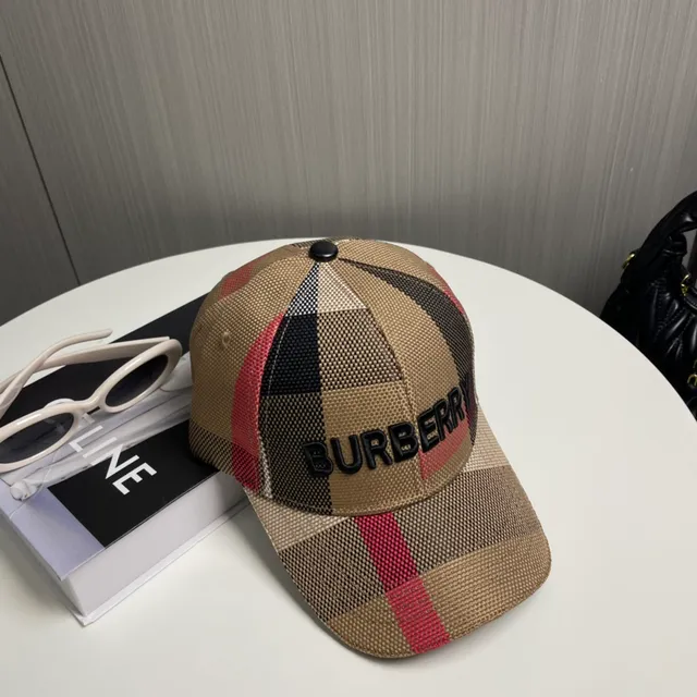 Burberry চেক প্যাটার্ন ইমব্রয়ডারি লোগো বেসবল ক্যাপ 7