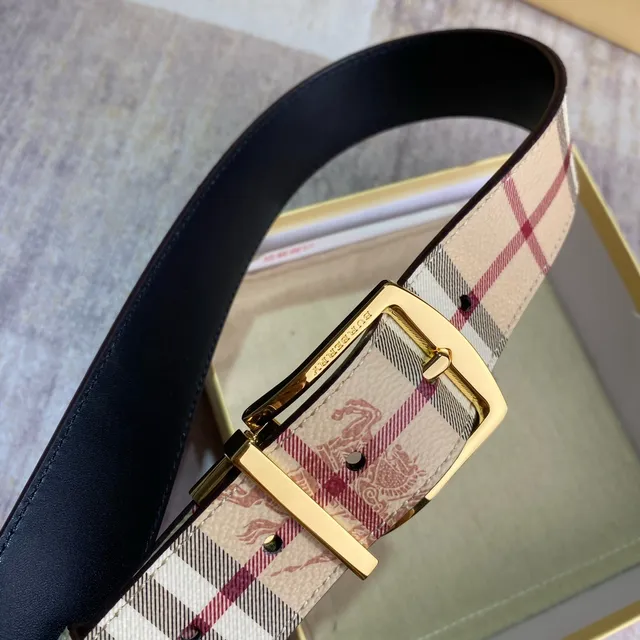 Burberry House Check Equestrian Knight Leather Belt 5
