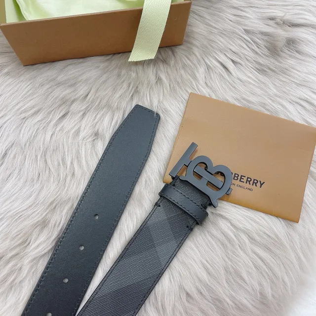 Burberry Knight Interlocking TB Buckle কার্বন চামড়ার বেল্ট 4