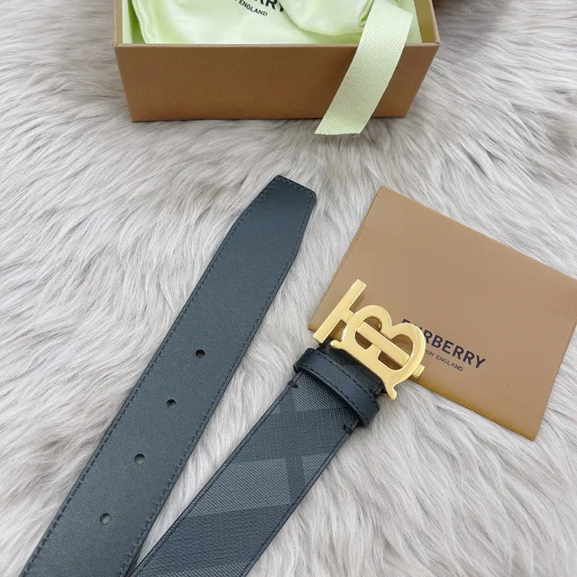 Burberry Knight Interlocking TB Buckle কার্বন চামড়ার বেল্ট 6