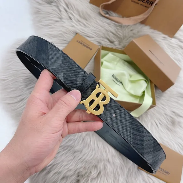 Burberry Knight Interlocking TB Buckle কার্বন চামড়ার বেল্ট 7