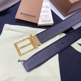 Burberry Knight Navy Blue Textured Leather Belt