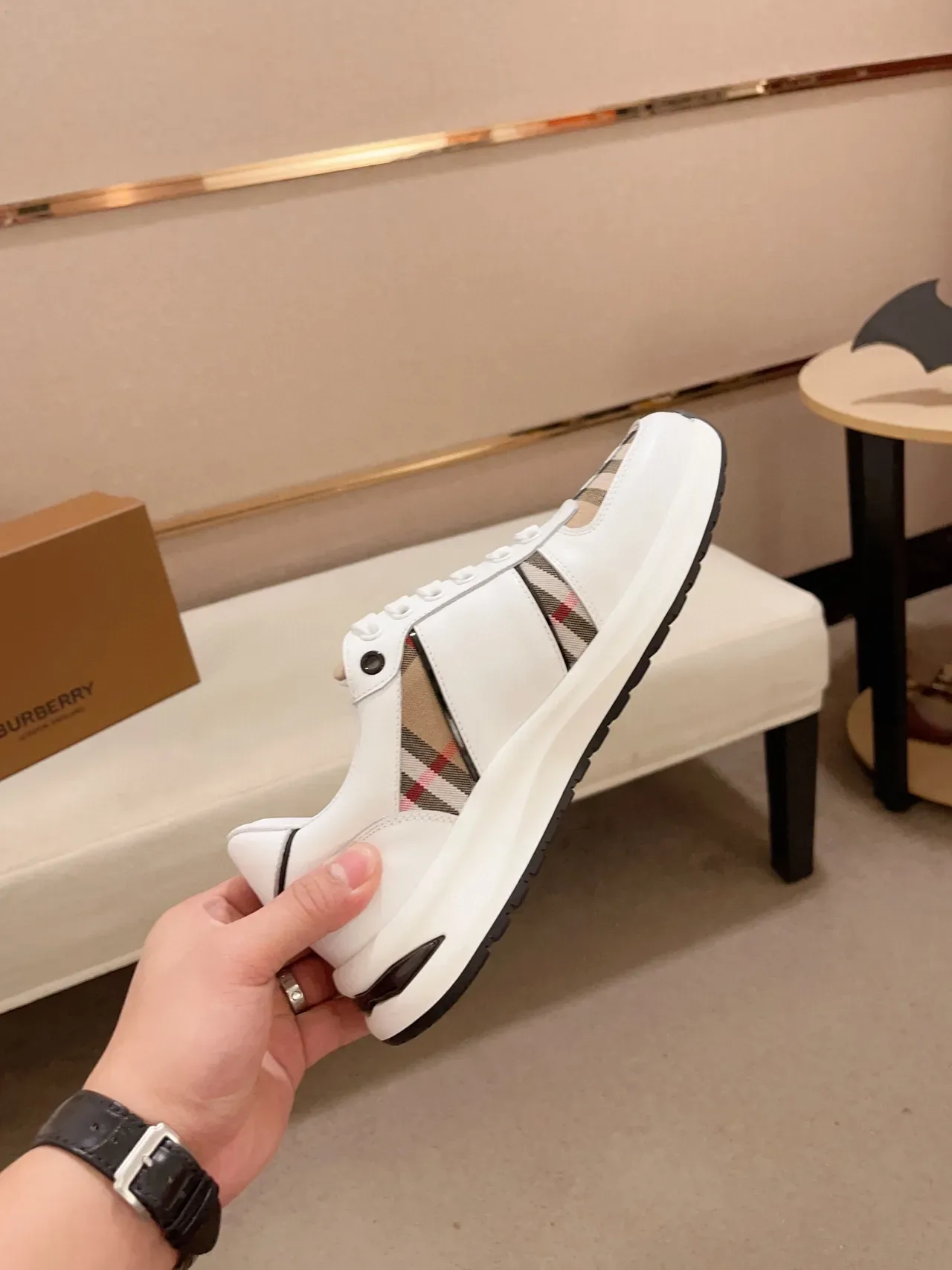 Burberry Knight White and House Check Lifestyle Sneakers 6