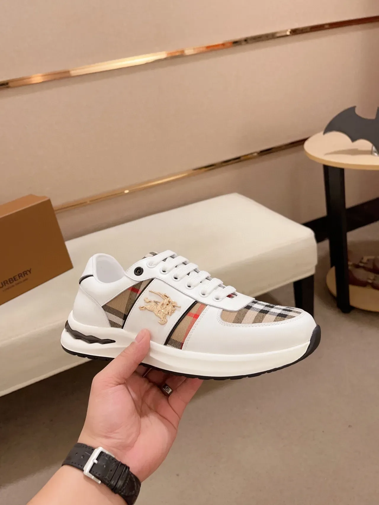 Burberry Knight White and House Check Lifestyle Sneakers 7