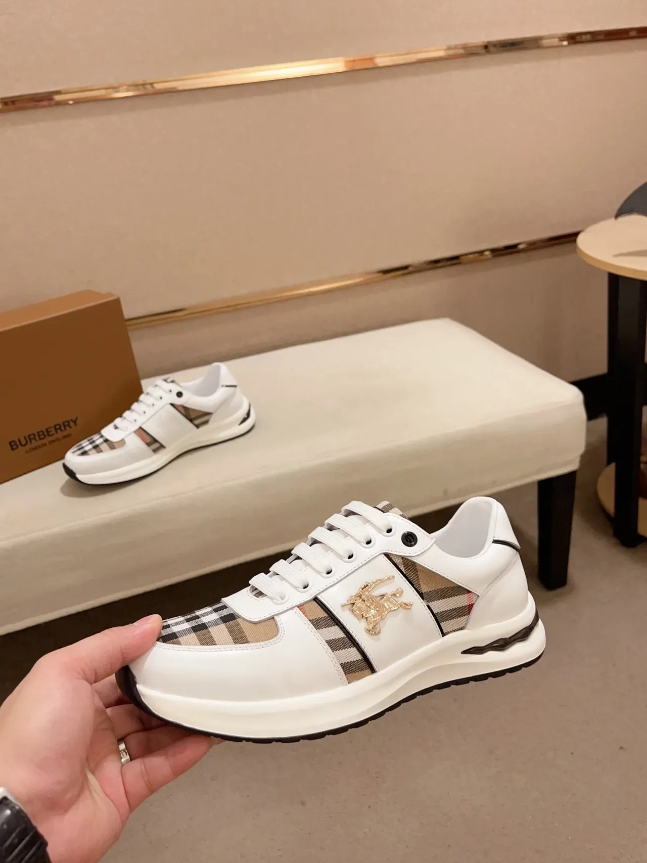 Burberry Knight White and House Check Lifestyle Sneakers 8