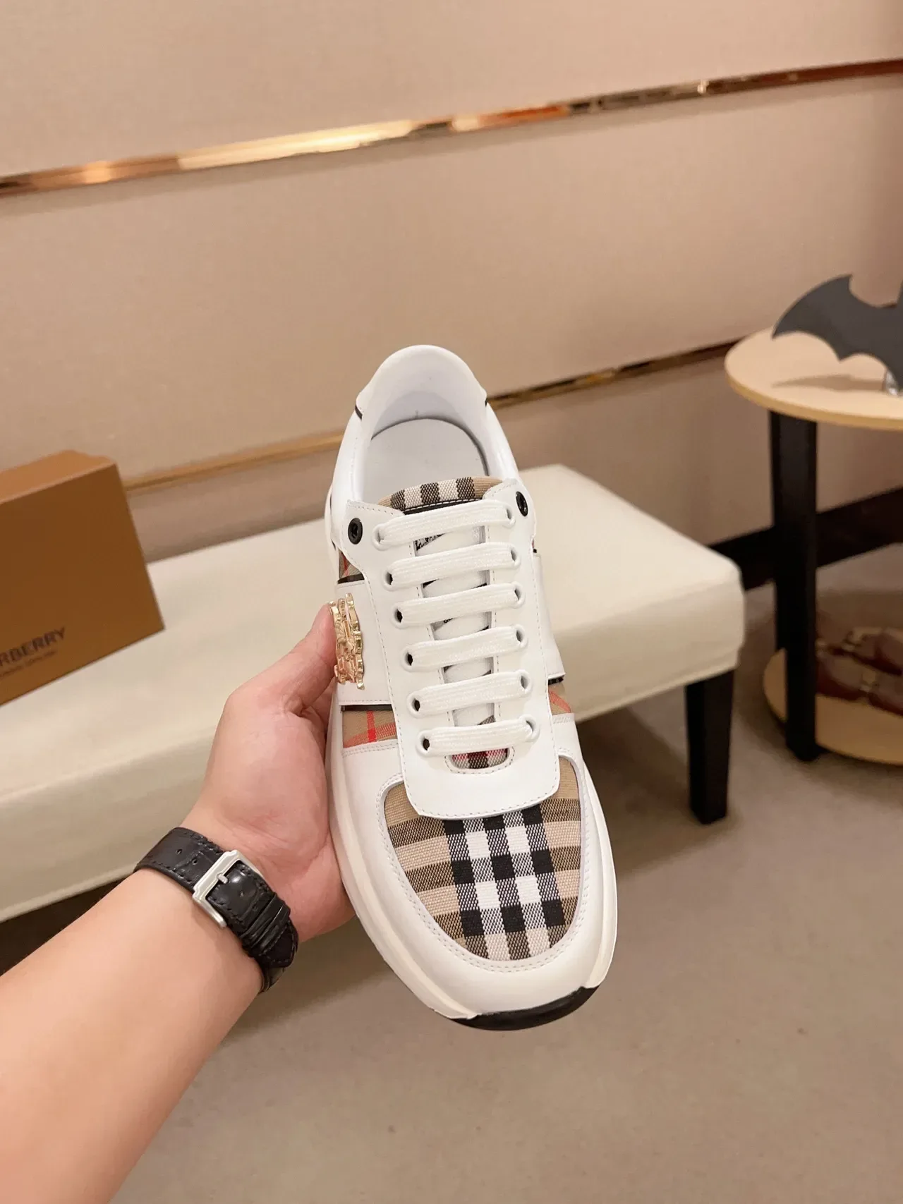 Burberry Knight White and House Check Lifestyle Sneakers 9