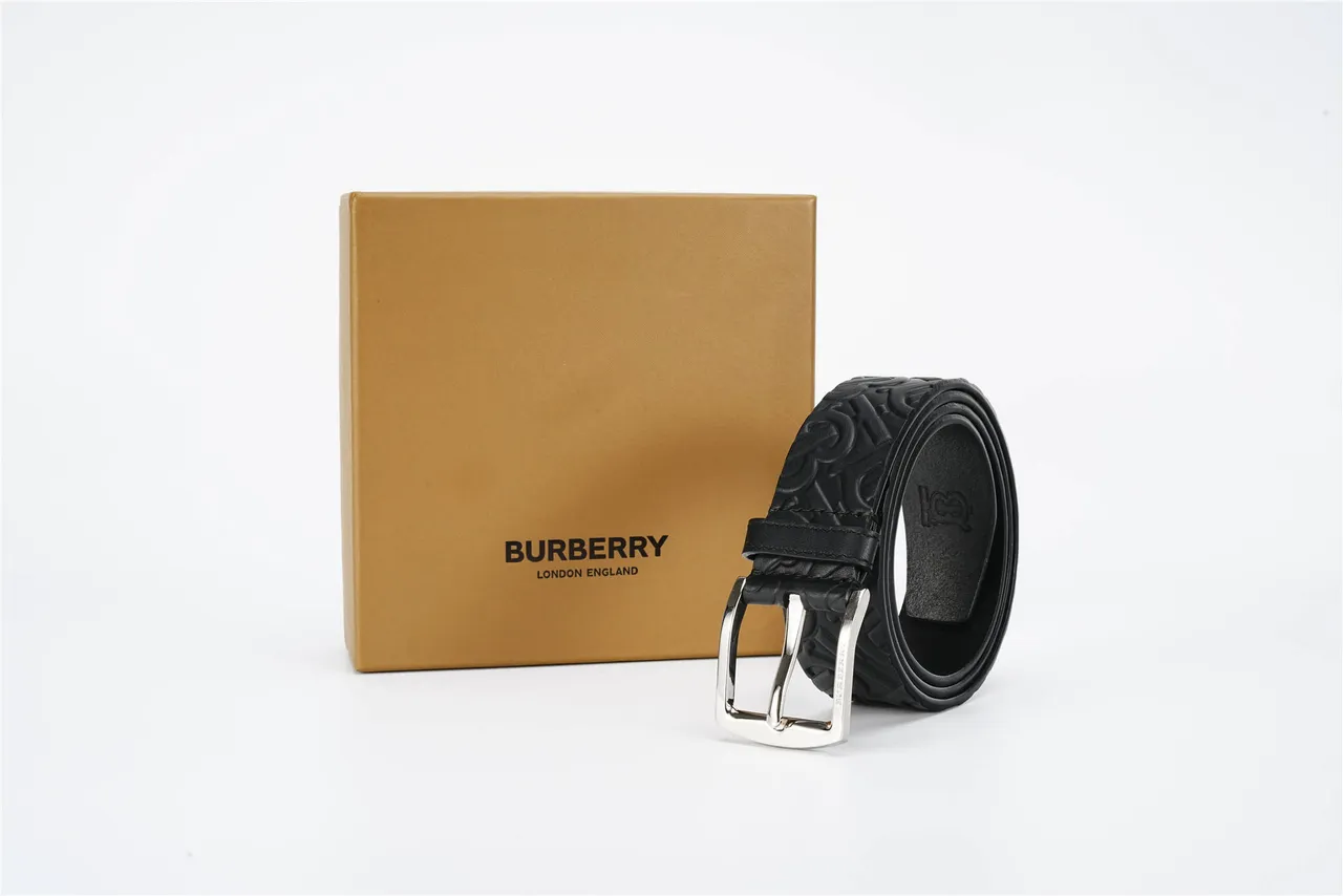 Burberry Monogram কালো চামড়ার বেল্ট 6