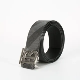 Burberry TB Monogram Cinto de couro com xadrez preto e cinza