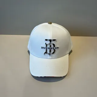 Burberry White Black Structured Six-Panel Embroidered Monogram Baseball Cap