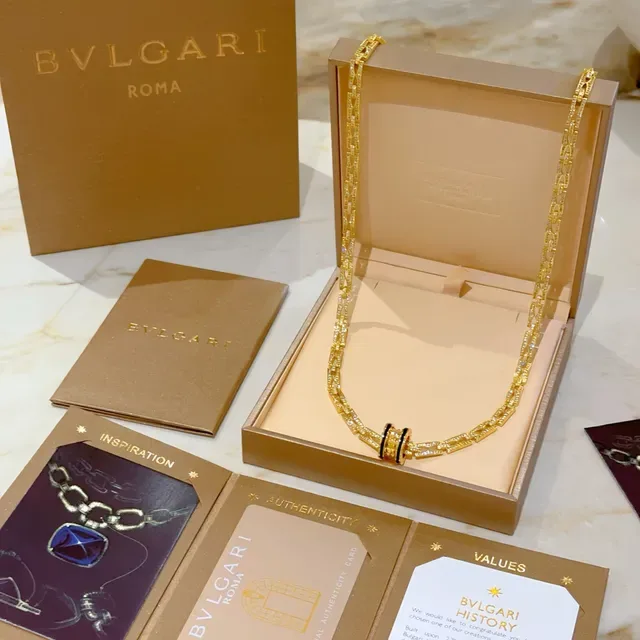 Bvlgari B.zero1 ذهب أسود سلسلة مرصعة بالماس نمط مزدوج دوامة قلادة 4