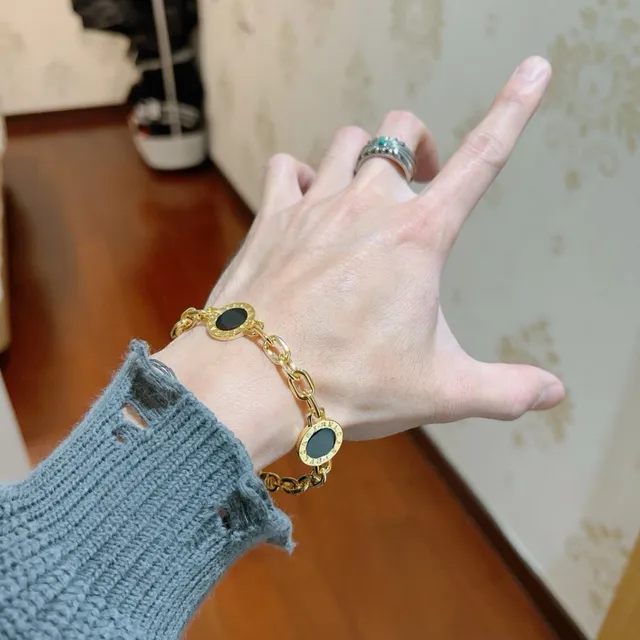 Bvlgari B.zero1 Three-Stone Black Onyx Gold Chain Bracelet 4