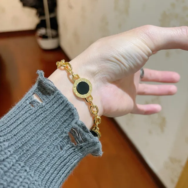 Bvlgari B.zero1 Three-Stone Black Onyx Gold Chain Bracelet 6