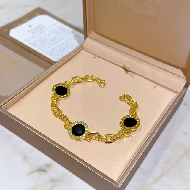 Bvlgari B.zero1 Three-Stone Black Onyx Gold Chain Bracelet 7