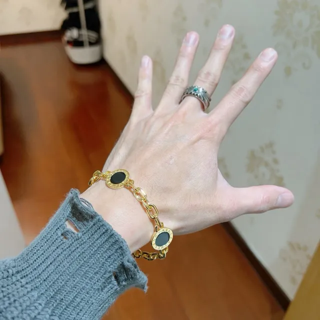 Bvlgari B.zero1 Three-Stone Black Onyx Gold Chain Bracelet 8