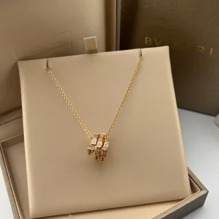 Bvlgari Gold Pavé Diamond Three-Bar Pendant Necklace