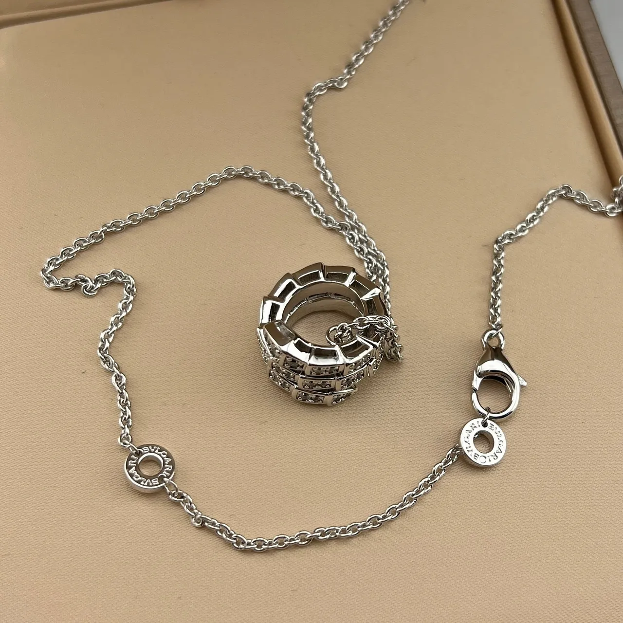 Bvlgari Gold Pavé Diamond Three-Bar Pendant Necklace 2