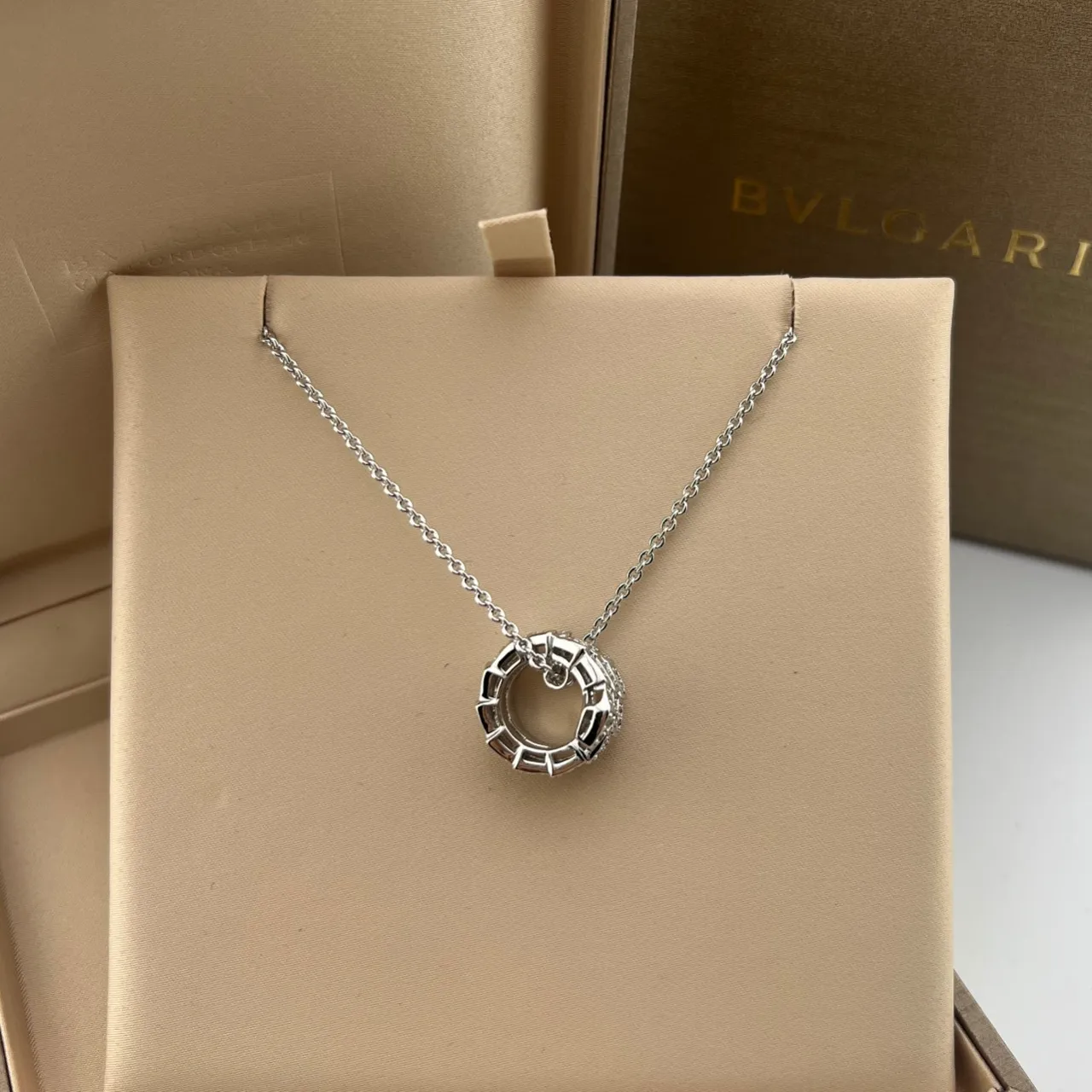 Bvlgari Gold Pavé Diamond Three-Bar Pendant Necklace 3
