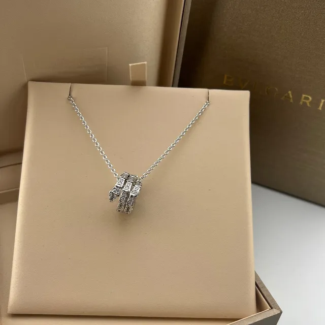 Bvlgari Gold Pavé Diamond Three-Bar Pendant Necklace 4