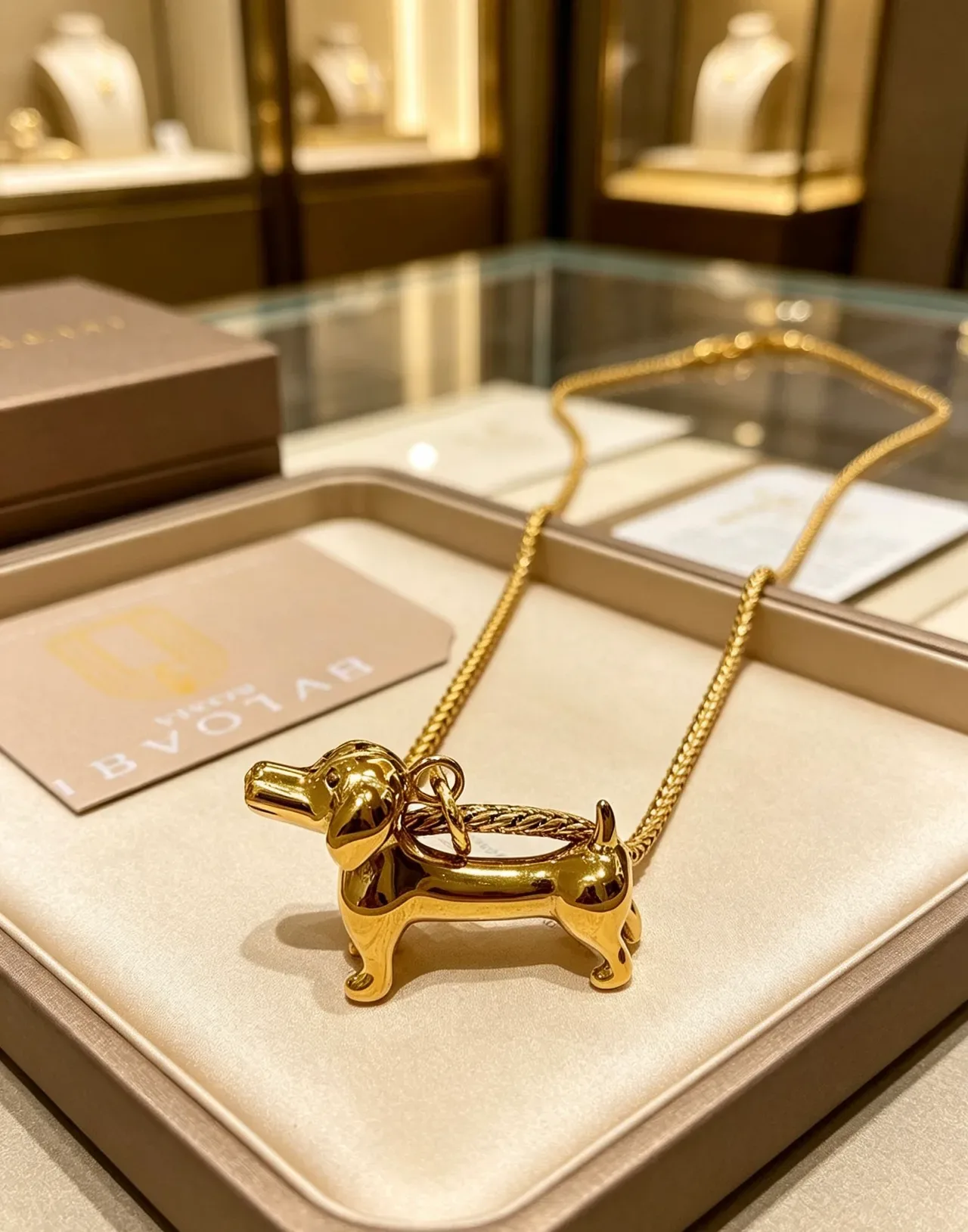 Bvlgari सोने की चमकदार डैक्सहंड सिल्हूट हार 6