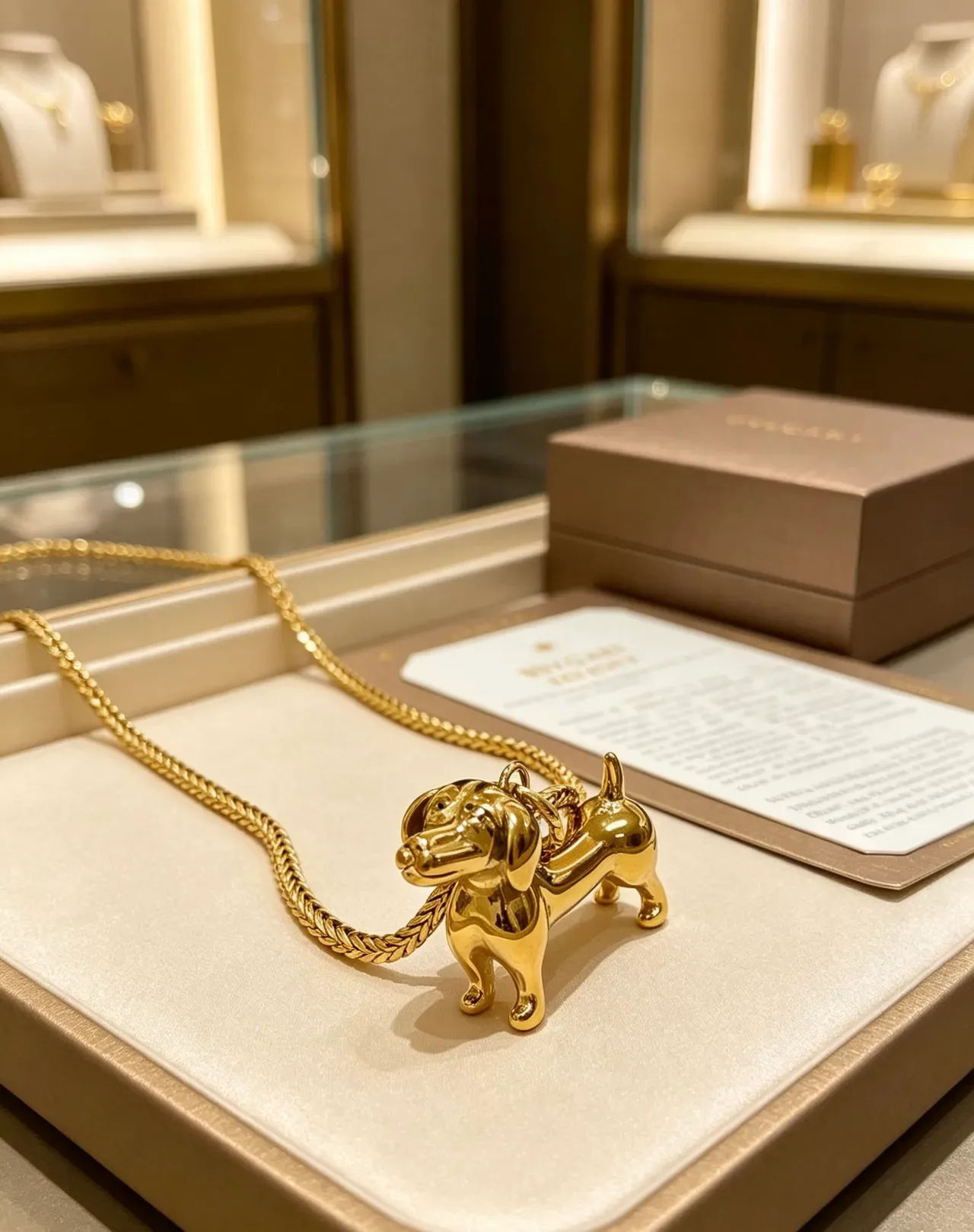 Bvlgari सोने की चमकदार डैक्सहंड सिल्हूट हार 7