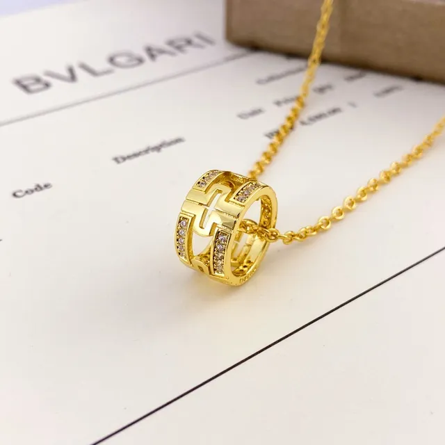 Bvlgari Gold Silver Geometric Openwork Pavé Crystal-Set Necklace 4