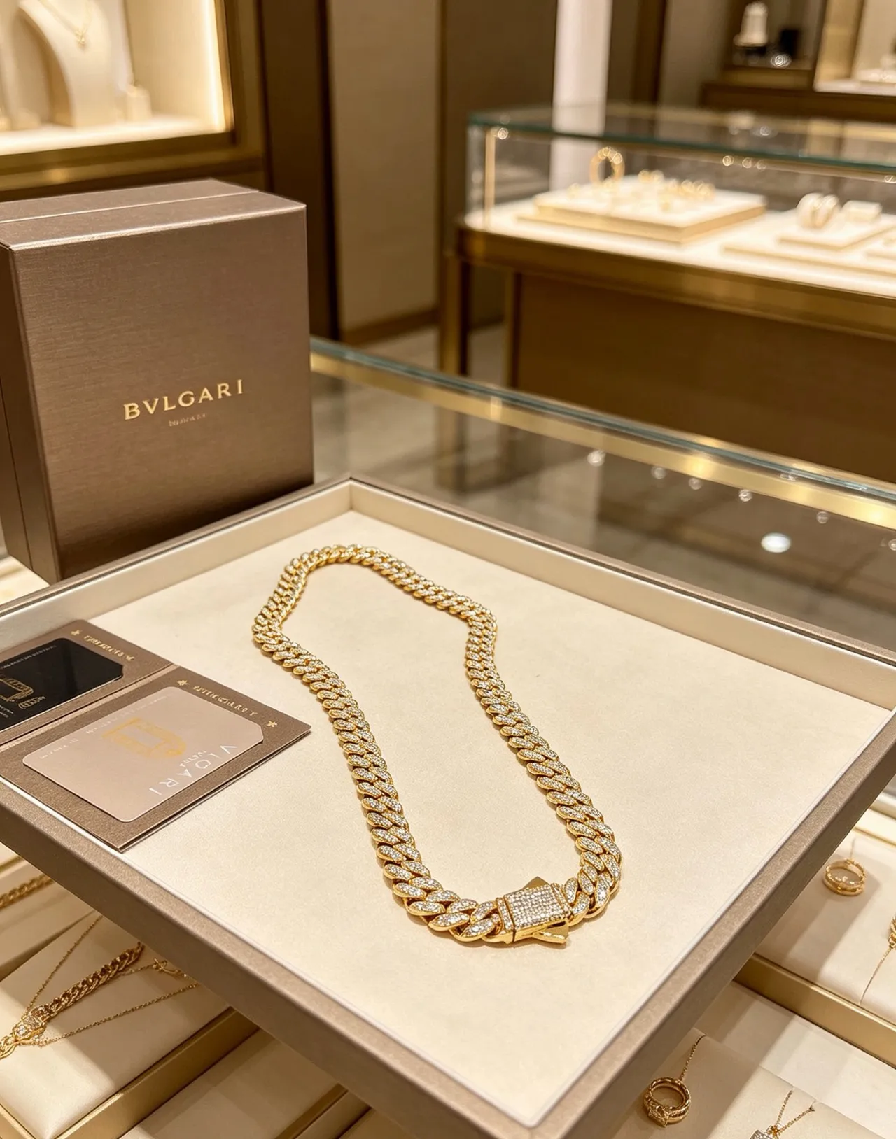 Bvlgari Pavé-Set কিউবান লিঙ্ক ডায়মন্ড নেকলেস 5