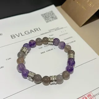 Bvlgari حبات أحجار كروية مصقولة بلون بنفسجي رمادي لون فضي منحوتة شكل برميل فواصل مجوهرات