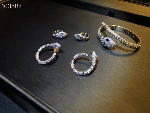 Bvlgari Serpenti Motivo de serpente prata azul Pavé-Set pulseira de diamantes 4