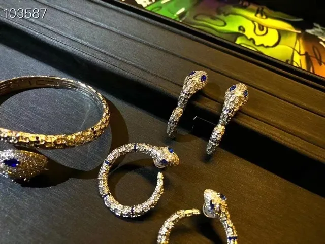 Bvlgari Serpenti Motivo de serpente prata azul Pavé-Set pulseira de diamantes 5