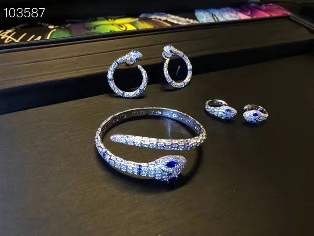 Bvlgari Serpenti Motivo de serpente prata azul Pavé-Set pulseira de diamantes 8