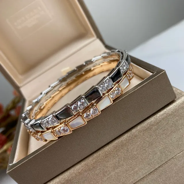 Bvlgari فضي أسود هندسي روابط مقسمة متناوبة وإنكريستات قزحية سوار 4