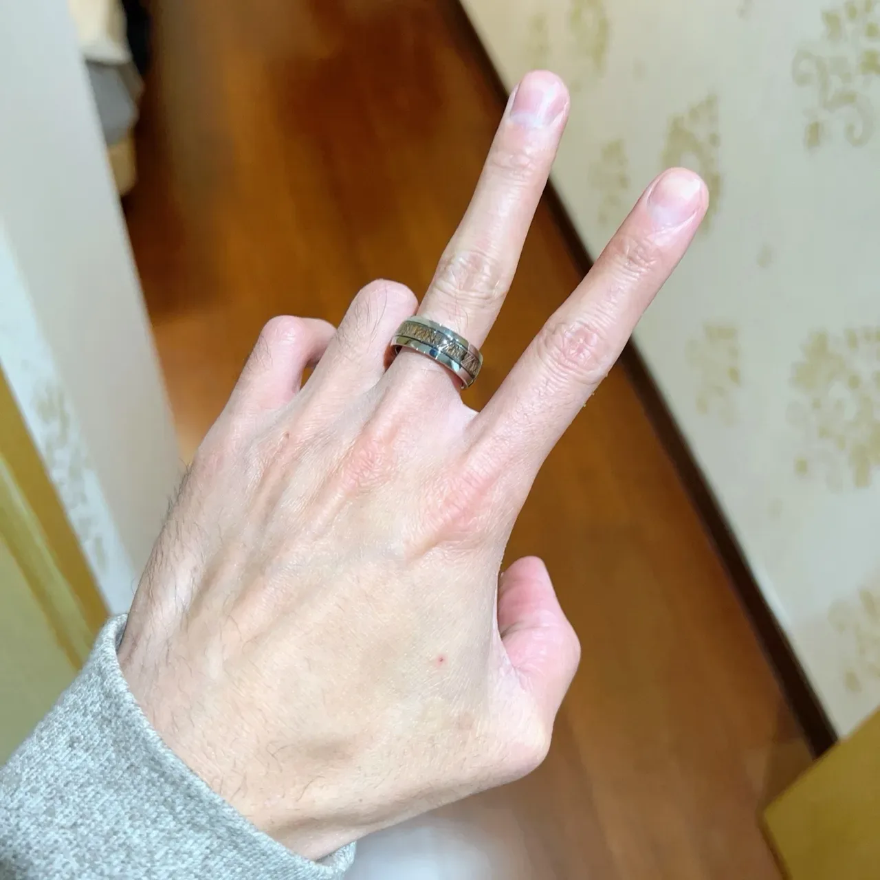 Bvlgari Silver Brown Wide Band Polished Metal Ring 2