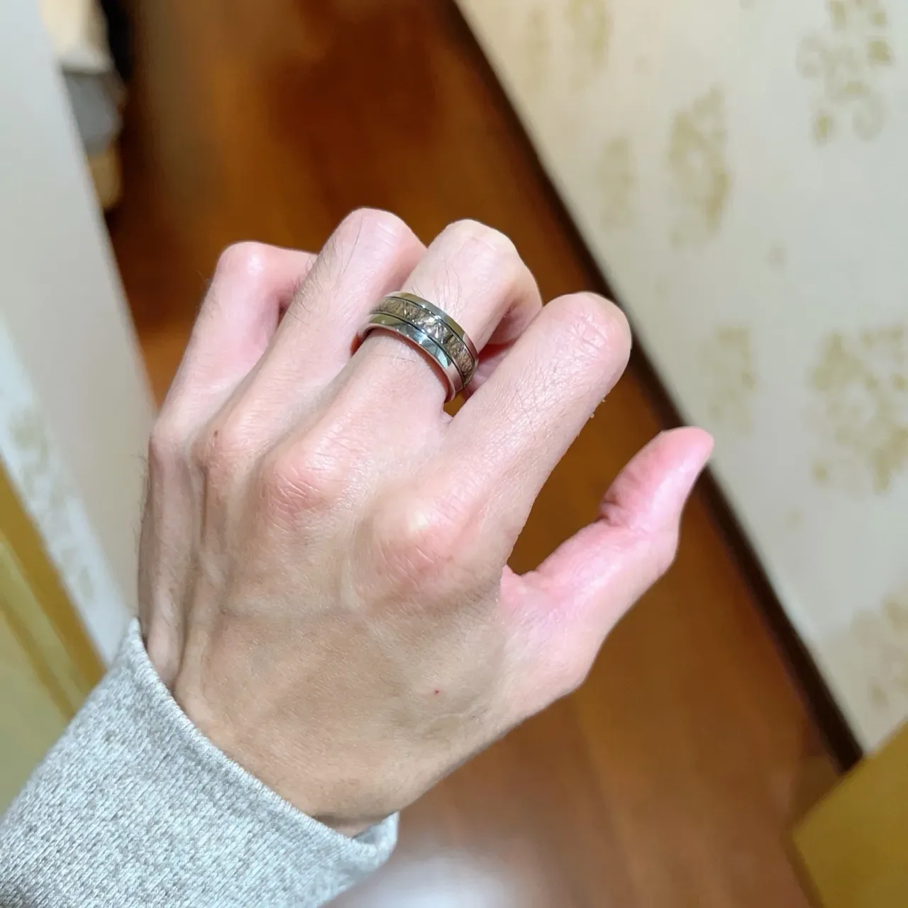 Bvlgari Silver Brown Wide Band Polished Metal Ring 5